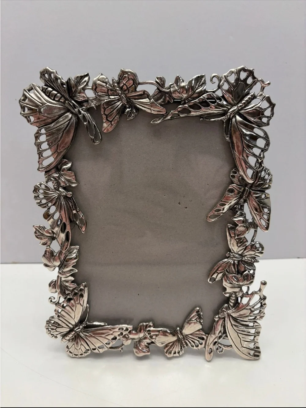 Vintage Butterfly Picture Frame Silver Metal Ornate Vintage Style